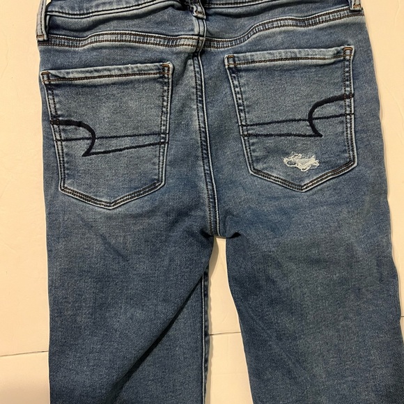 American Eagle Next Level Stretch Distressed Jeans Size 0 Blue Denim Women - Picture 8 of 12